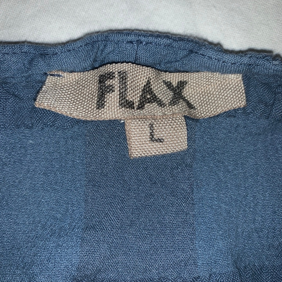 Women's FLAX Blue Plaid striped Linen Blend Tank Top Size L - Picture 3 of 7